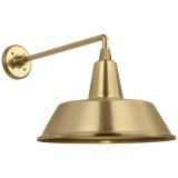 Thomas O'Brien, "Academy 17.5" Mack Barn Light in Hand-Rubbed Antique Brass with 12.5" Bowers Shade