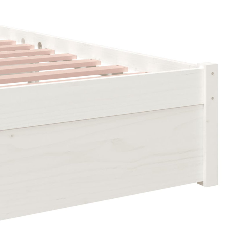 Bed Frame Solid Wood, White, Small Double (4')