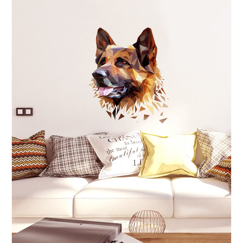 Adhésif décoratif polygonale chien berger, GD117 (33 po x 39 po)