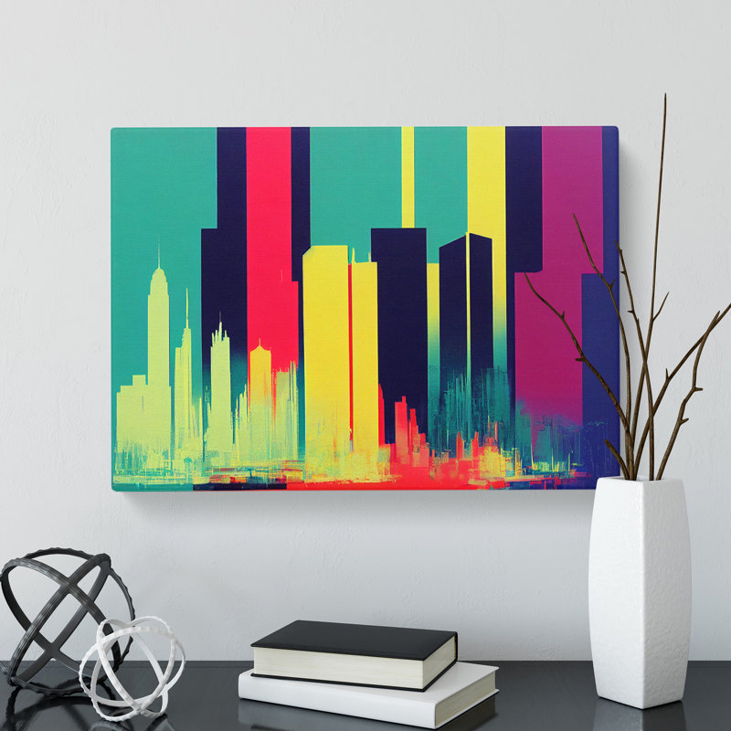 Bedazzled Abstract City Skyline - Wrapped Canvas, 35cm H x 50cm W x 3cm D