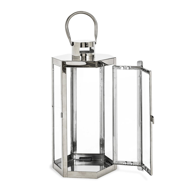 Lanterne de sol en acier inoxydable 16 po Grouse, Argent