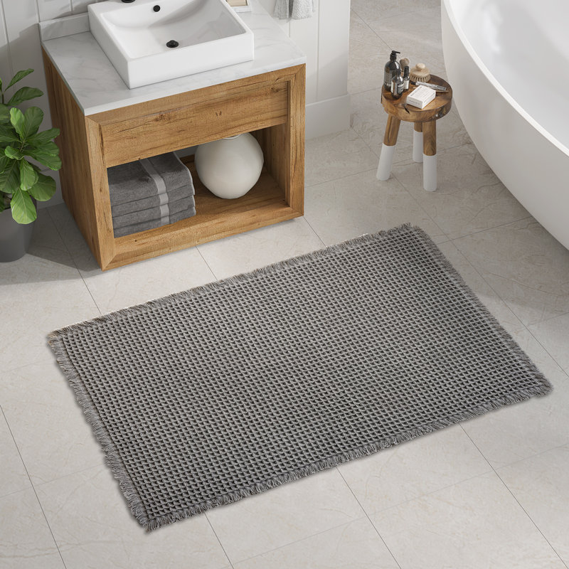 Tapis de bain Waffle Weave ， Tapis super absorbants et antidérapants, Gris ardoise , Simple - L 36 po x l 24 po