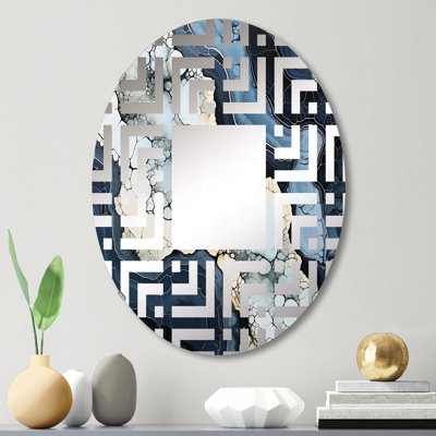 Blue Stone Geode Minimalisme - Miroir décoratif labyrinthe | Ovale