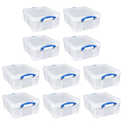 Really Useful Box Plastic Storage Container w/Snap Lid & Clip Lock Handles