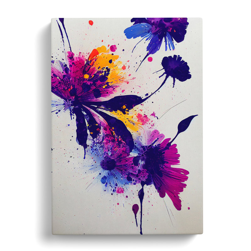 Paint Splat Flower No.2 Abstract - Wrapped Canvas Print, 60cm H x 40cm W x 3cm D