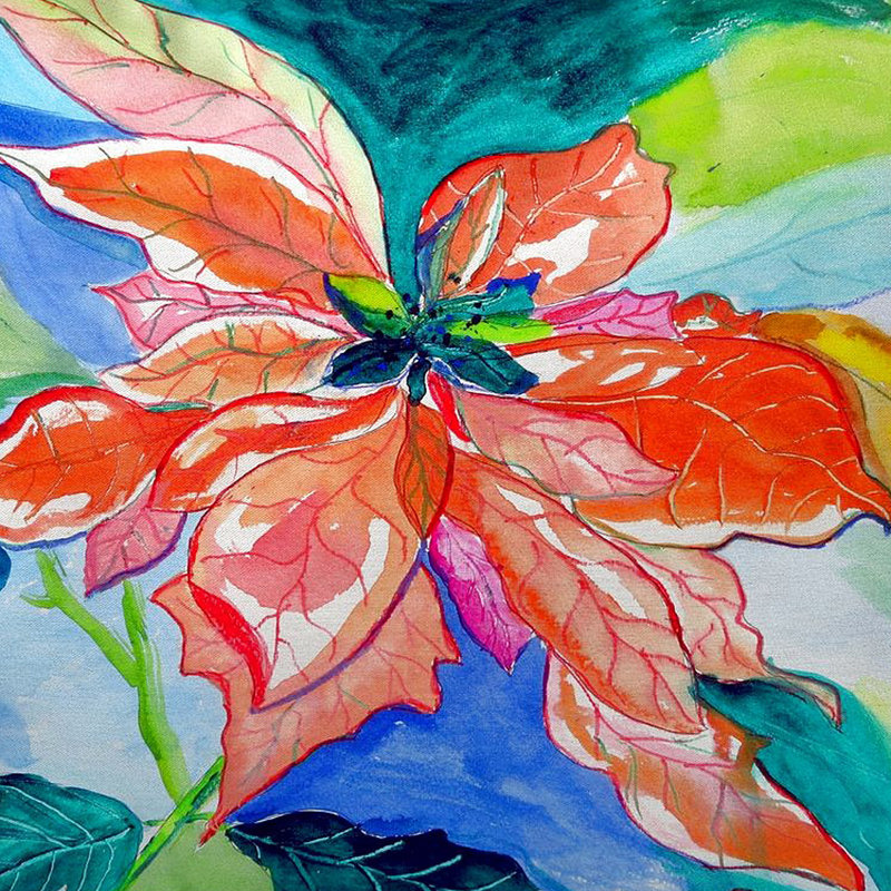  Coussin décoratif intérieur / extérieur Poinsettia, 11 po x 14 po