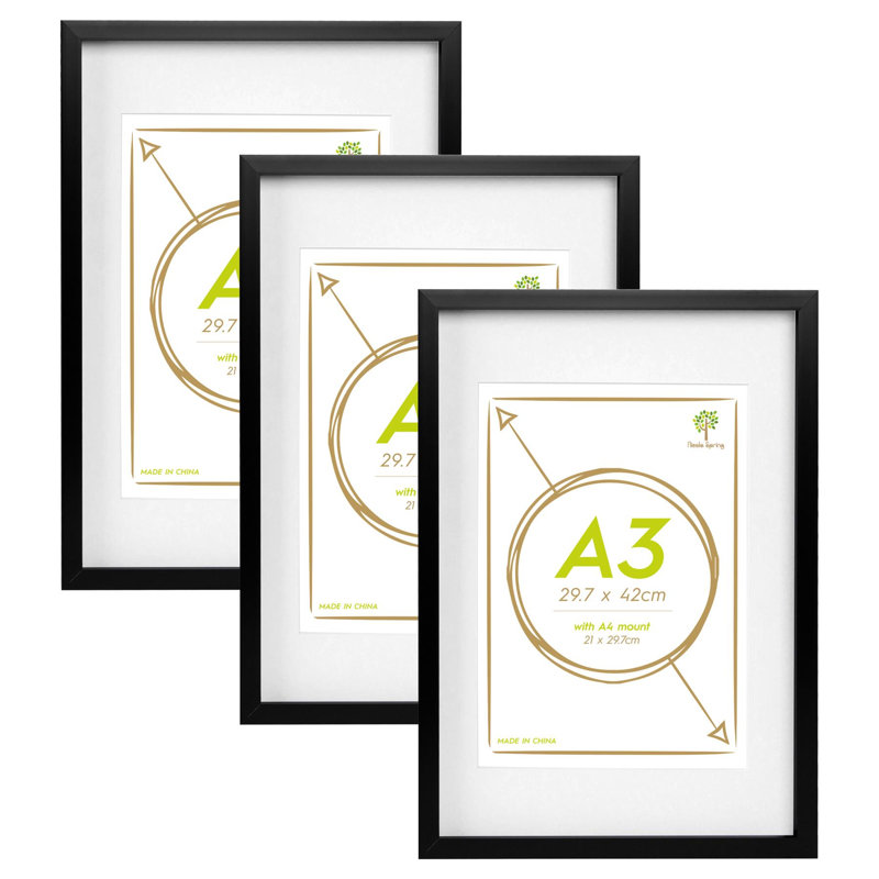 Acrylic Picture Frame - Set of 3, Black