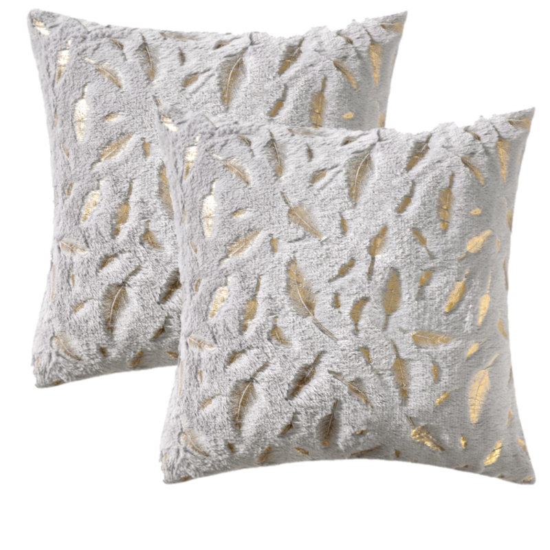 Faux Fur Reversible Pillow Cover, Light Gray, 18 x 18