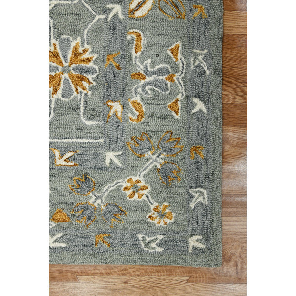 Bungalow Rose Hand Hooked Wool Floral Rug | Wayfair