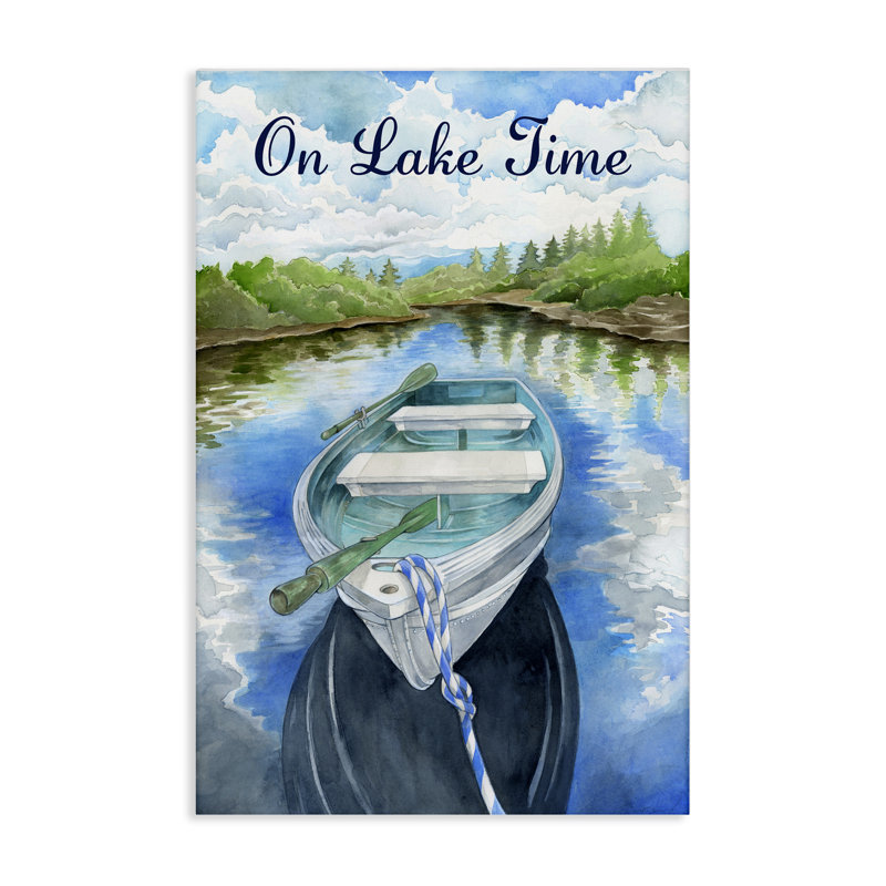 «On On Lake Time Canoe», art mural sur toile par Ronnie Rooney, H 36 po x l 24 po