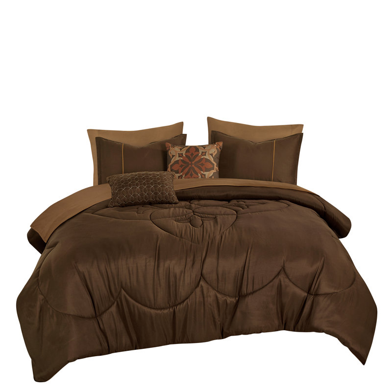 Vaetilda Luxury 9 Piece Complete Bed In Bag Set, King Comforter + 8 Additional Pieces Included, Brown
