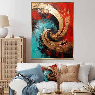 Red Blue Majestic Motion Spiral III - Abstract Spirals Wall Art