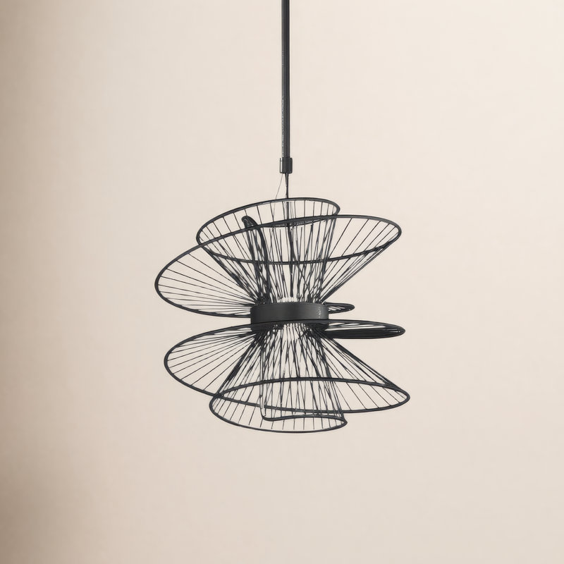 Luminaire suspendu unique à 2 lumières DEL Kemi, Noir, H 19,75 po x l 20 po x P 20 po
