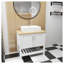 Meuble-lavabo simple 32 "avec lavabo, meuble-lavabo simple avec portes et tablette ouverte, petit meuble-lavabo en bois massif avec lavabo, blanc + naturel