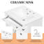 Meuble-lavabo 24 po avec lavabo en céramique, meuble-lavabo autoportant avec tiroir rabattable, 3 tiroirs et armoire de rangement, bois massif et panneau de fibres à densité moyenne, blanc-122763162