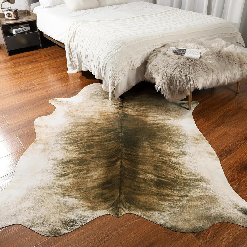 Fillender Western Decor Faux Fur Cowhide Rug,Premium Animal Skin Cow Hide Rug, Sturdy Cow Print Rugs For Home Decor