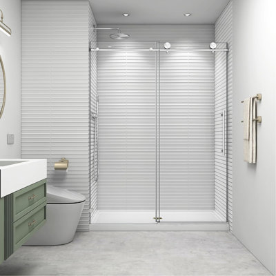 Soft Closing Sliding Black Shower Doors 60" W X 73" H, 8Mm Nano - Proof, Easy Clean Glass, Brushed , American Design, Water , Fast Setup, Professional After Sales Tempered Glass H With System, Style,