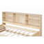 Structure de lit simple avec bibliothèque latérale, deux tiroirs et port USB intégré pour une couleur naturelle-1578941855