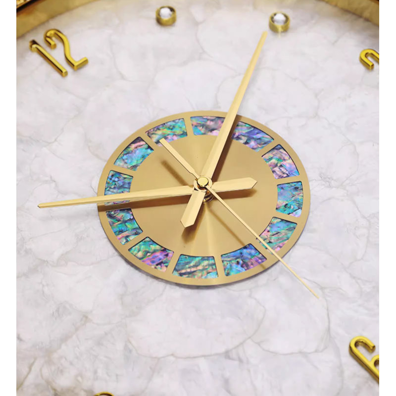 Horloges murales en forme de coquillage en métal doré blanc, Moyen