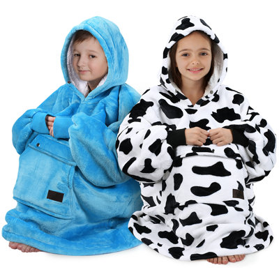 Catalonia Blanket Hoodie for Kids, Oversized Wearable Fleece Sweatshirt Pullover for Teens Youth