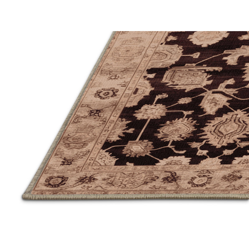 Machine Washable Overdyed Brown Area Rug, Rectangle 2' x 3'