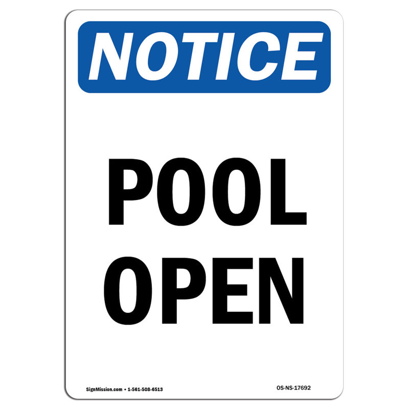 Enseigne de piscine ouverte