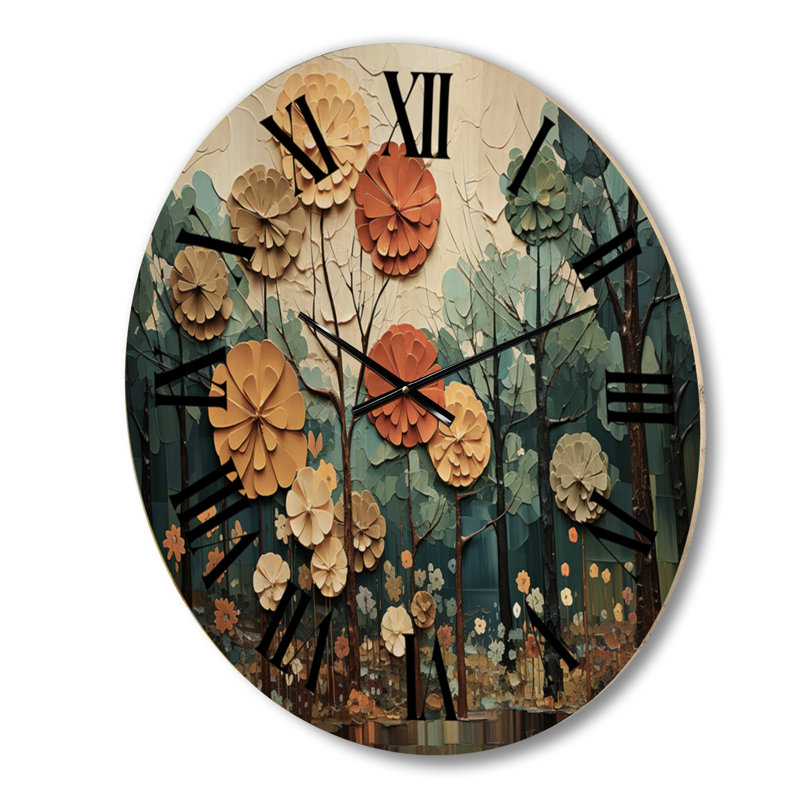 Horloge murale moderne surdimensionnée en bois Forest Majestic Forest Collage I, Grand
