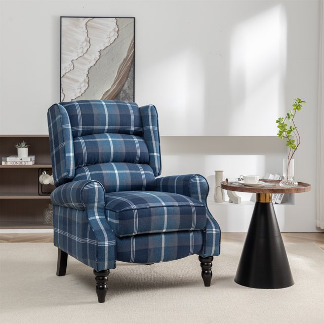 Brieuc Upholstered Recliner, Blue