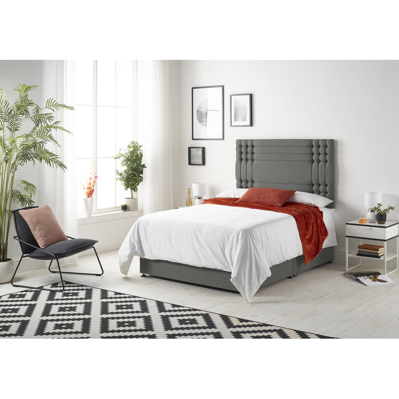 Dennishia Coilsprung Divan Bed Set, 2 Drawers, Kingsize (5'), Grey