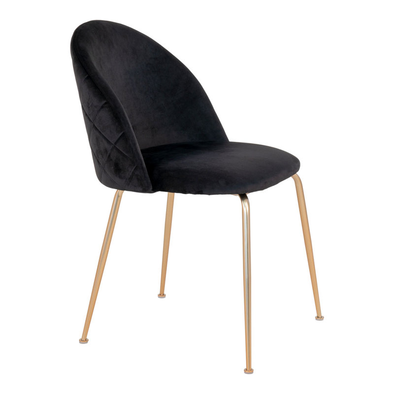 46cm H Velvet Upholstered Massivrücken Side Chair, Gold