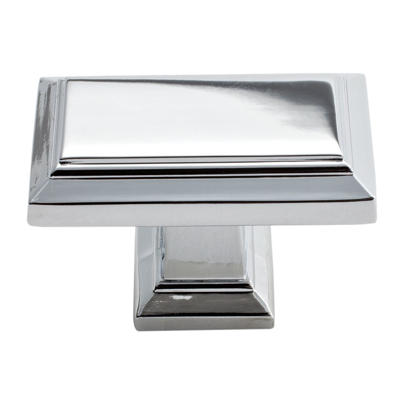 Polished Chrome Rectangular Bar Knob with Mounting Hardware