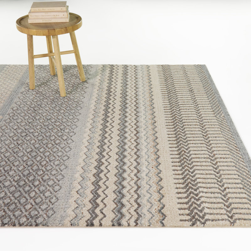 Tapis bohème à chevrons bleu Barreau, Bleu, 7 pi 10 po x 10 pi