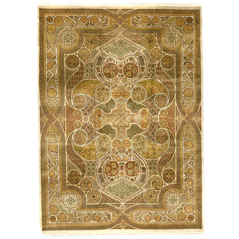 Tapis ivoire noué à la main de haute qualité