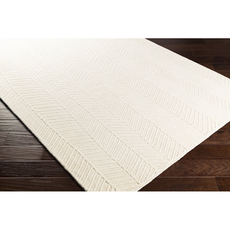 Tapis beige en laine fait à la main Jessamine, Rectangle 2 pi x 3 pi