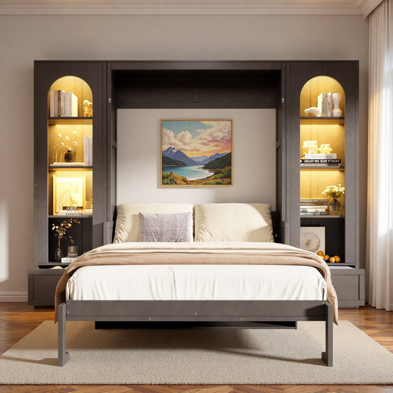 Lit escamotable avec tablettes, tiroirs, bureau et DEL Murphy