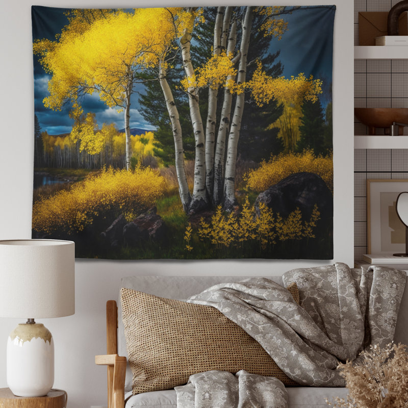 Tapisserie en polyester avec boules en fleurs, H 32 po x l 39 po