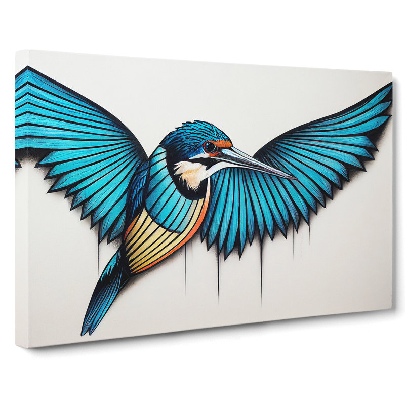 Alluring Kingfisher Bird - Wrapped Canvas, 40cm H x 60cm W x 3cm D