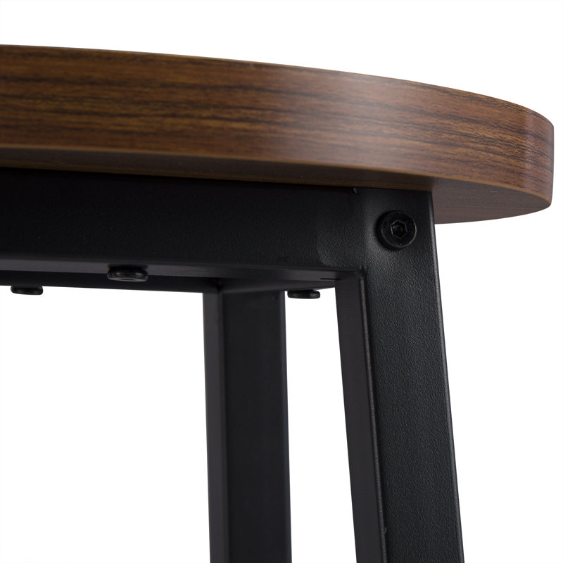Haydenville Upholstered Bar Stool with Steel Frame, Black, 2, Dark Beech