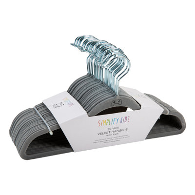  Kids 25 Pack Velvet Hangers With Gaming Controller Icon In Light Grey