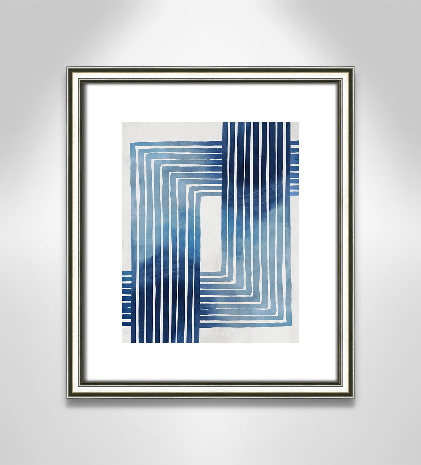 Lanny "In Unison" Painting by Eva Watts, 15" H x 13" W x 0.88" D, Silver Framed Paper