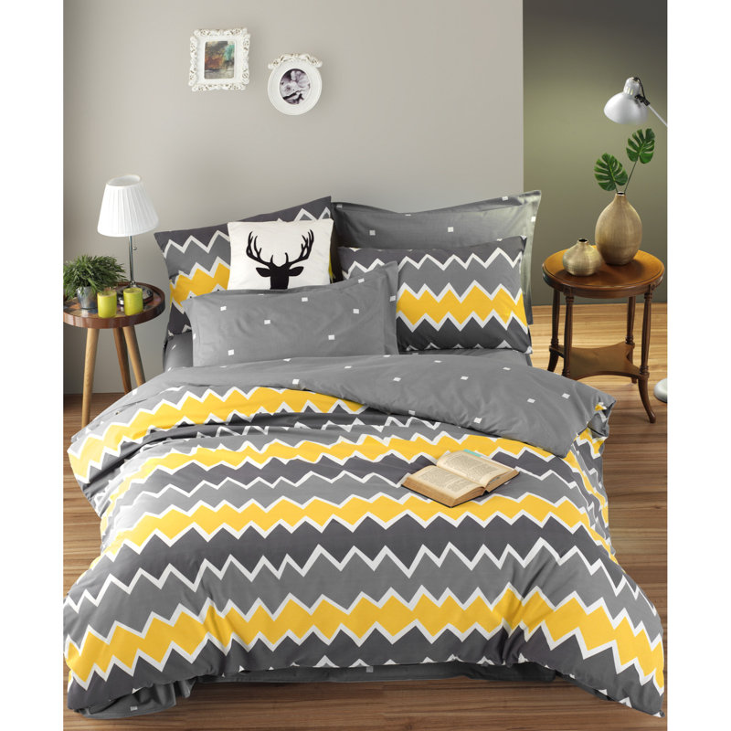 Zigros 142 TC, Yellow/White/Grey, Super King - 1 Pillowcase (45 x 155 cm)