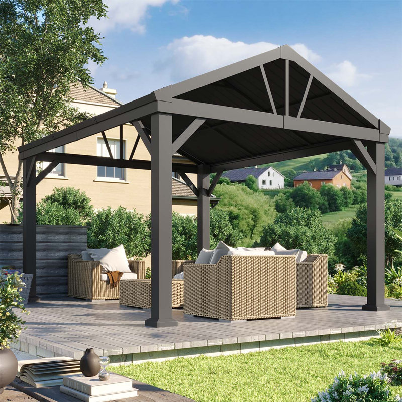 Pergola de patio en métal 12 pieds de large x 10 pieds de profondeur