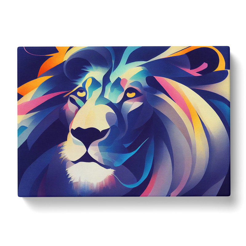 Animated Lion Abstract - Wrapped Canvas