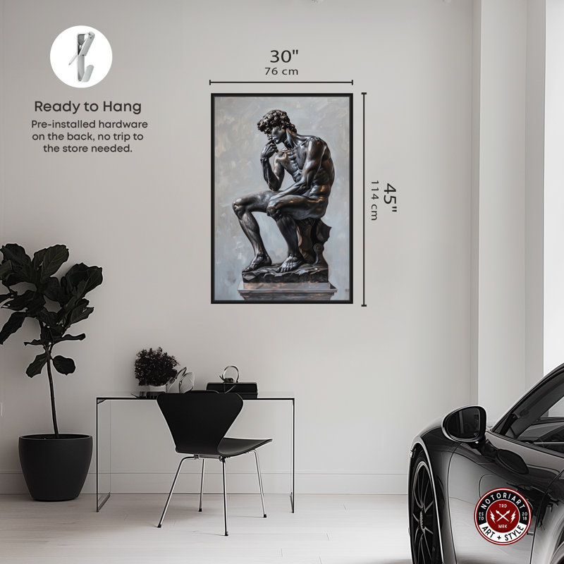Statue Notoriart, H 46 po x l 31 po x P 1,8 po, Cadre noir