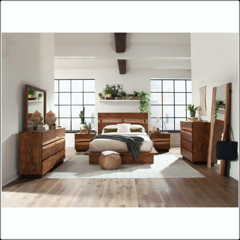 Full-Length Floor Mirror with Live Edge Wood Frame