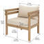 Ensemble de 2 fauteuils club d'extérieur en bois d'acacia brun clair avec coussins en tissu hydrofuge beige