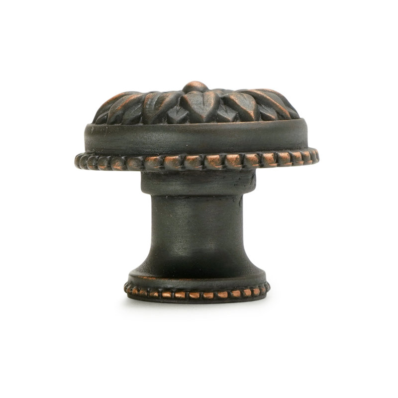 Grande poignée en acanthe avec pied évasé style Rosette, Bronze frotté à l'huile