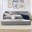 Lit de jour convertible rembourré avec dossier capitonné, canapé-lit polyvalent 3 en 1 avec lit gigogne escamotable et rangement latéral-1033317207-1033317206