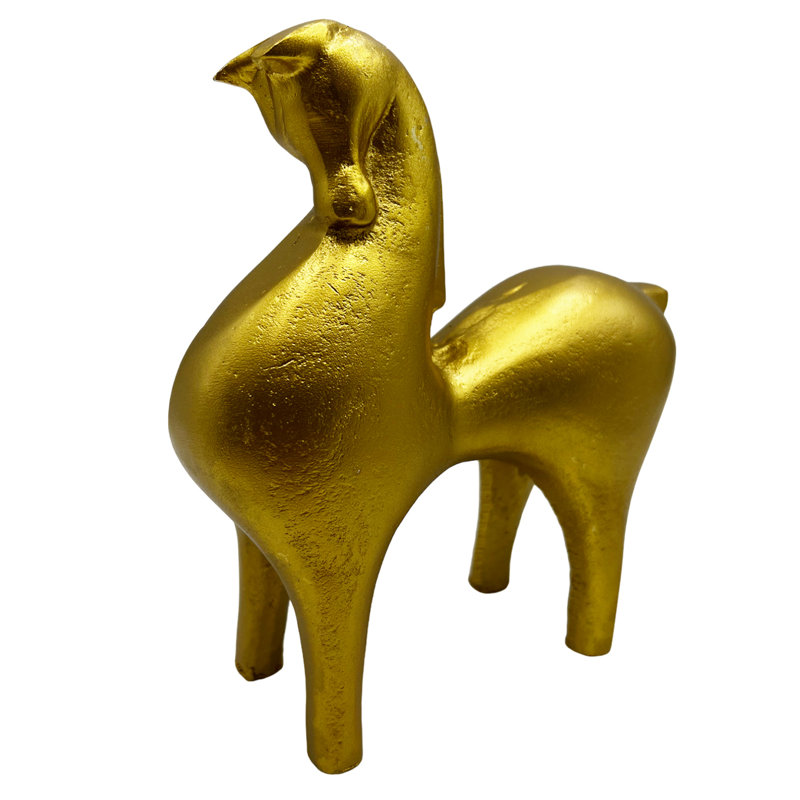 Khansaa Handmade Aluminum Horse Sculpture, Gold