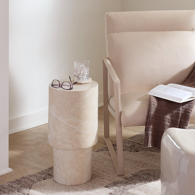 St. Germain Drink Table, Marbled Beige, Marbled Cream